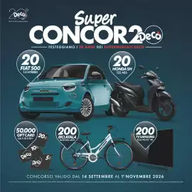 Volantino Deco Superstore Pagina 2: Deco 2006-2026 Da 20 anni la tua scelta quotidiana Super CONCOR2 Deco 20 FIAT 500 1.0