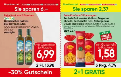 Spar Flugblatt Seite 8: Griechisches natives Bio-Olivenöl extra €6,99