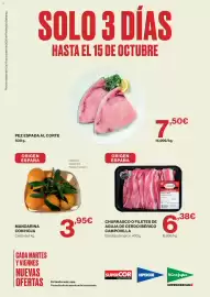Catálogo Hipercor Página 1: Mandarina con hoja €3,95, Pez espada al corte €7,50