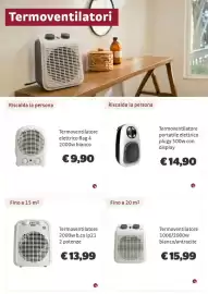 Volantino Bricocenter Pagina 2: Termoventilatore 2000w b.co ip21 €13,99, Termoventilatore 1000/2000w €15,99