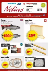 Nelins reklamblad vecka 42 Sida 1: Baguette €10,00, Blandfärsk smak av gotland €55,00