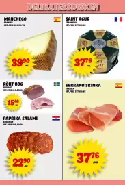 Nelins reklamblad vecka 42 Sida 10: MANCHEGO SPANIEN ORD.PRIS 424,90/KG DELIKATESSDISKEN SAINT AGUR FRANKRIKE JRF.PRIS