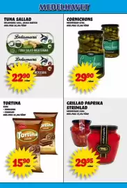 Nelins reklamblad vecka 42 Sida 13: Delamaris tuna salad mexicana €22,90, Vincinni tortina cocoa €15,90