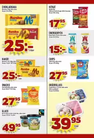 Nelins reklamblad vecka 42 Sida 18: Marabou chokladkaka €25,00, Olw snacks €27,95