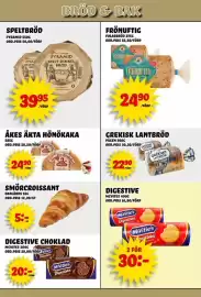 Nelins reklamblad vecka 42 Sida 6: Åkes äkta hönökaka €24,90, Grekiskt lantbröd €22,90