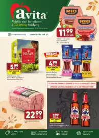 Avita gazetka tydzień 42 Strona 1: Kabanosy Berlinki €4,99, Herbata czarna Jones Ekspress €5,99