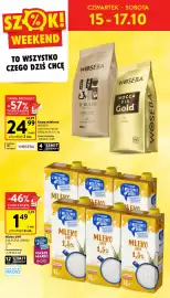 Intermarche gazetka tydzień 42 Strona 4: Mleko UHT Z MLECZNEJ DROGI 1,5% €1,49, Kawa mielona WOSEBA €24,99