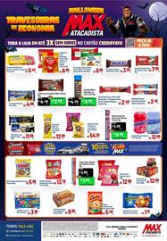 Encarte Max Atacadista Página 2: Clac - pipoca caramelizada €5,49, Snickers - chocolate original barra €3,59