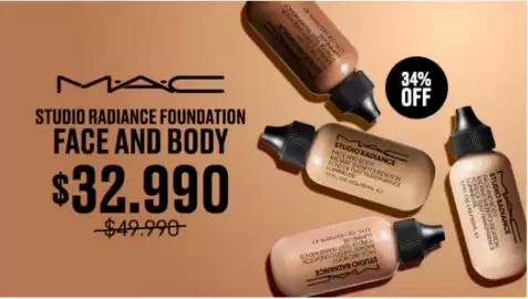 Catálogo MAC Cosmetics Página 1: Studio radiance foundation face and body €32.990,00