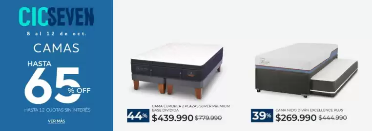 Catálogo CIC Página 1: Cama europea 2 plazas super premium base dividida €439.990,00