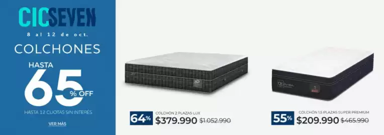 Catálogo CIC Página 2: Lux - colchón 2 plazas €379.990,00, Cic - colchón 1.5 plazas super premium €209.990,00