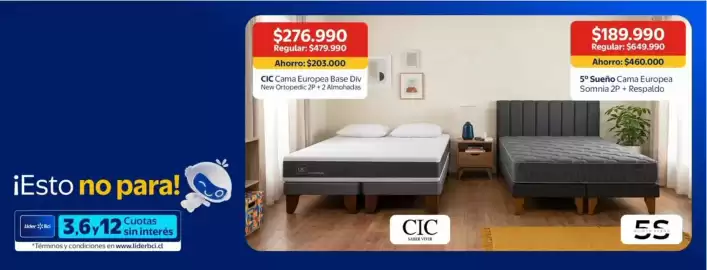 Catálogo Lider Página 4: Cic - cama europea base div new ortopedic 2p + 2 almohadas €203.000,00