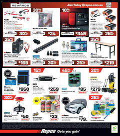 Repco catalogue Page 16: Pro-Lift Adjustable Pneumatic Garage Stool €50,00, Repco Heavy Duty Vehicle Covers €79,00