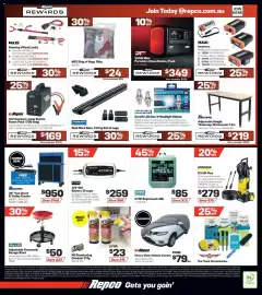 Repco catalogue Page 16: Pro-Lift Adjustable Pneumatic Garage Stool €50,00, Repco Heavy Duty Vehicle Covers €79,00