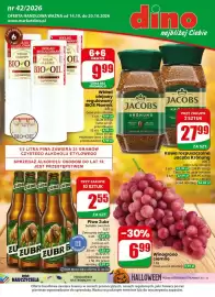 Dino gazetka tydzień 42 Strona 1: Piwo ŻUBR €2,55, Wkład olejowy regulowany BIO8 Płomyk €9,99