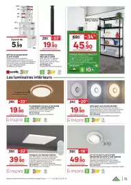 Catalogue Leroy Merlin page 15: PIED DE MEUBLE RÉGLABLE CARRÉ €19,90, Inspire PANNEAU LED GDANSK €39,90