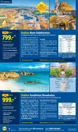 Lidl Reisen Prospekt Seite 14: Italien Sardinien Rundreise €999,00, Italien Rom Städtereise €799,00