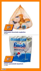 Action folder week 42 Pagina 27: Halloween chocolade-oogballen €0,89, Finish vaatwastabs Quantum €4,29