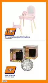 Action gazetka tydzień 42 Strona 9: Drewniana toaletka Mini Matters €119,95, Kula świetlna Ø 18 cm | 140 LED €14,95