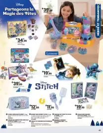 Catalogue JouéClub page 25: Disney collection sequins stitch et angel €19,99, Disney stitch xoomy maxi €39,99