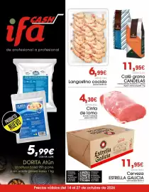 Folleto Cash Ifa Página 1: Langostino cocido €6,99, Cinta de lomo €4,30