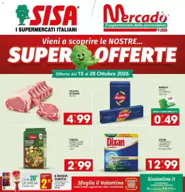 Volantino Sisa Pagina 1: Barilla pasta di semola €0,49, Filetto di suino €4,99