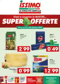 Volantino Issimo supermercado Pagina 1: Mantuanella classico €0,99, Barilla pasta di semola €0,49
