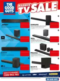 The Good Guys catalogue week 42 Page 7: 16-6059352 WK16 THE GOOD GUYS MASSIVE TVSALE BOSE Smart Soundbar ⚫ Dolby Atmos