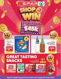Spar catalogue week 42 Page 1: Smith's Chips €3,40, Schweppes Soft Drink, Mineral Water or Mixers €1,65