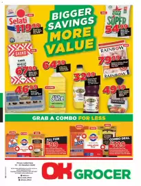 OK Grocer catalogue Page 1: Selati Pure White Sugar €119,99, Clover Krush Fruit Nectar Blend Assorted €32,99