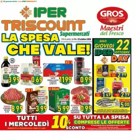 Volantino Iper Triscount Pagina 1: Fettassisi coscia di suino stagionata granpiano €0,99, Tritato di bovino adulto €8,99