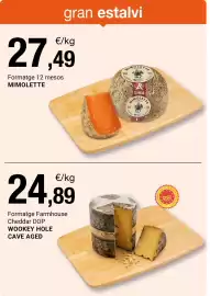 Folleto BonpreuEsclat Página 10: Wookey Hole Farmhouse Cheddar DOP €24,89, Mimolette €27,49