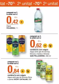 Folleto BonpreuEsclat Página 39: Vichy Catalan €0,84, San Pellegrino aigua amb gas de taronja, llimona i menta €0,62