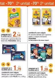 Folleto BonpreuEsclat Página 57: Felix fantastic menjar per a gats en gelatina amb peix o carn €1,79