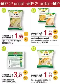 Folleto BonpreuEsclat Página 59: Gerblé xips ecològics de cigrons o llenties €1,49, Gerblé chips de maíz €1,31