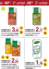 Folleto BonpreuEsclat Página 60: Santiveri pa torrat d'espelta €3,26, Beguda de soja Calcimel €1,76