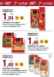 Folleto BonpreuEsclat Página 64: Gallo pasta nature sense gluten espirals de llenties o cigrons o macarrons de pèsols €1,49