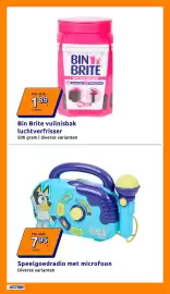Action folder week 43 Pagina 31: Bin Brite vuilnisbak luchtverfrisser €1,89, Speelgoedradio met microfoon €7,95