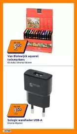 Action folder week 43 Pagina 7: Van Bleiswijck aquarel twinmarkers €5,95, Sologic wandlader USB-A €1,59