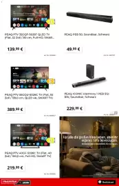 MediaMarkt Prospekt Seite 10: PEAQ PTV 32GQF-5026T QLED TV €139,00, PEAQ PEB 50, Soundbar, Schwarz €49,00