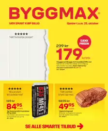 Byggmax kundeavis Side 1: Tørrbetong B35 Frostsikker 25 kg Adda €84,95, Veggpanel Skygge Hvit 6x620x2390 mm €179,00