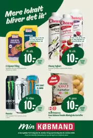 Min Købmand tilbudsavis uge 42 Side 1: Grøn Balance Danske Økologiske Kartofler €10,00, Cheasy Yoghurt €10,00