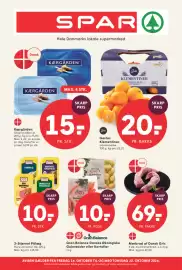 SPAR tilbudsavis uge 42 Side 1: Kærgården €15,00, Mørbrad af Dansk Gris €69,00