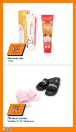 Folheto Action semana 42 Página 2: Gel muscular €1,99, Chinelos Umbro €5,99