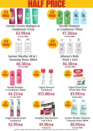 Farmer Jack's catalogue Page 14: Colgate Powered Toothbrush €15,00, Sunsilk Shampoo or Conditioner €4,25