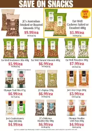 Farmer Jack's catalogue Page 18: JC's Australian Dry Roasted Almonds €9,99, Joe's Soy Crisps €3,99