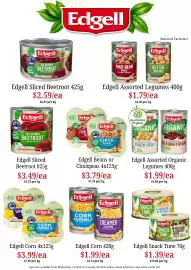 Farmer Jack's catalogue Page 20: Edgell Beans or Chickpeas €3,79, Edgell Corn €3,99