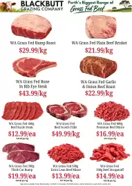 Farmer Jack's catalogue Page 4: WA Grass Fed Beef Sizzle Steak €12,99, WA Grass Fed Premium Beef Mince €16,99