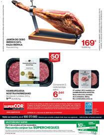 Catálogo Supercor Página 24: Jamón de Cebo Ibérico 50% Raza Ibérica €169,00, Hamburguesa nostra parmesano €6,94