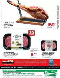 Catálogo Supercor Página 24: Jamón de Cebo Ibérico 50% Raza Ibérica €169,00, Hamburguesa nostra parmesano €6,94